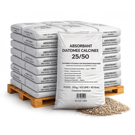 Absorbant Routier - Terre de Diatomée 25/50 - 1 Tonne - 50 sacs de 20 kilos