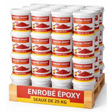 Enrobé époxy rouge à froid – Palette de 1 Tonne en seaux de 25 KG – Qualité professionnelle