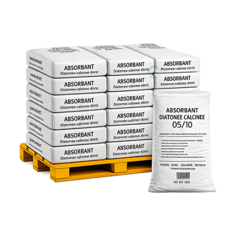 Absorbant routier hydrocarbure terre de diatomée — Palette 300 kg — 15 sacs de 40 L